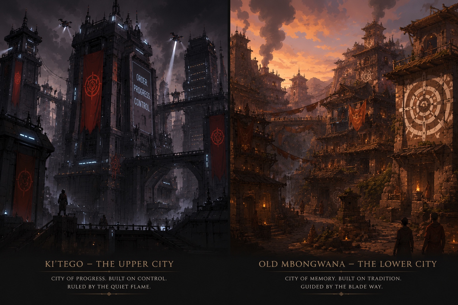 Concept comparison of Ki’tego Upper City and Old Mbongwana Lower City