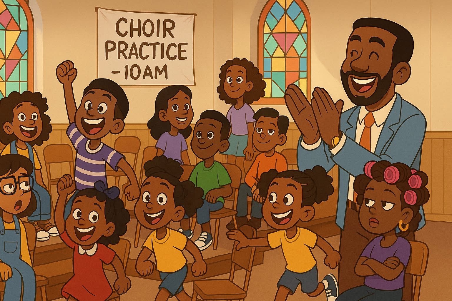 Concept scene of children at choir practice