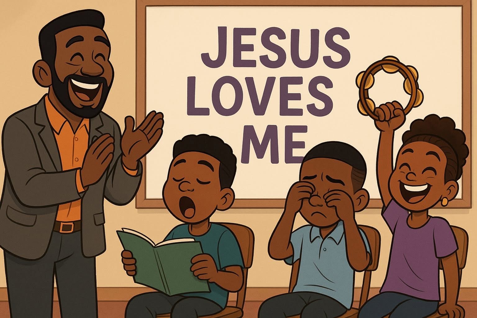 Concept scene of children singing in class