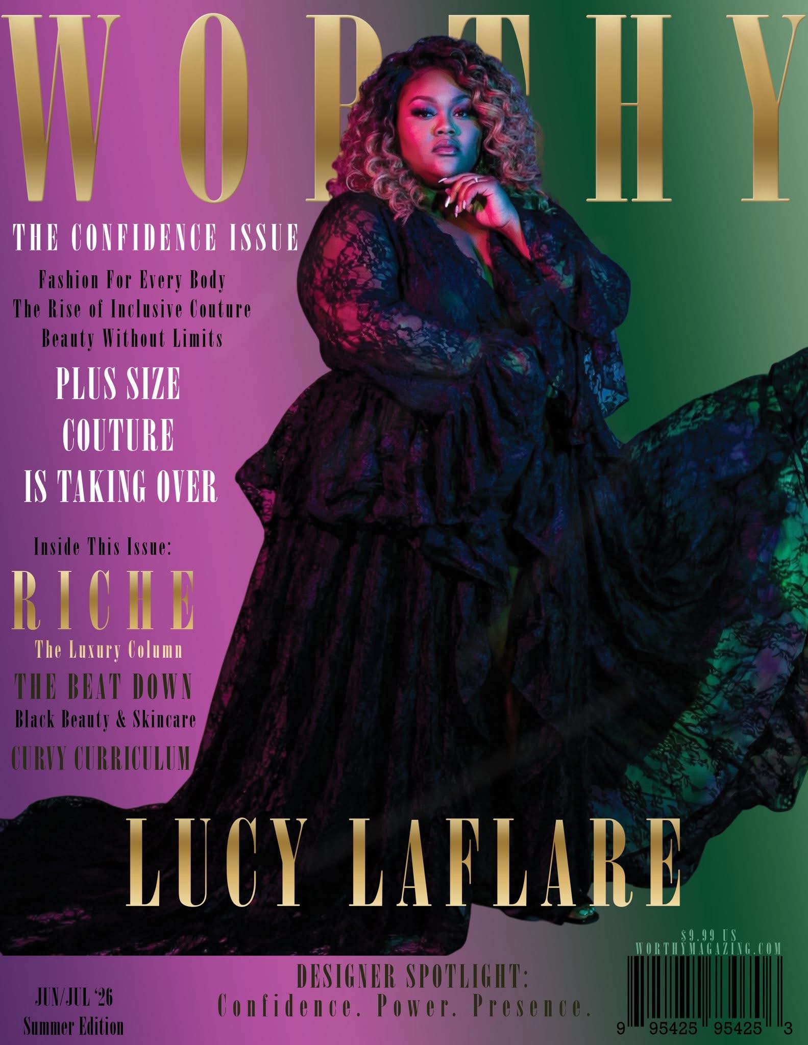 Worthy Magazine confidence issue cover featuring Lucy Laflare