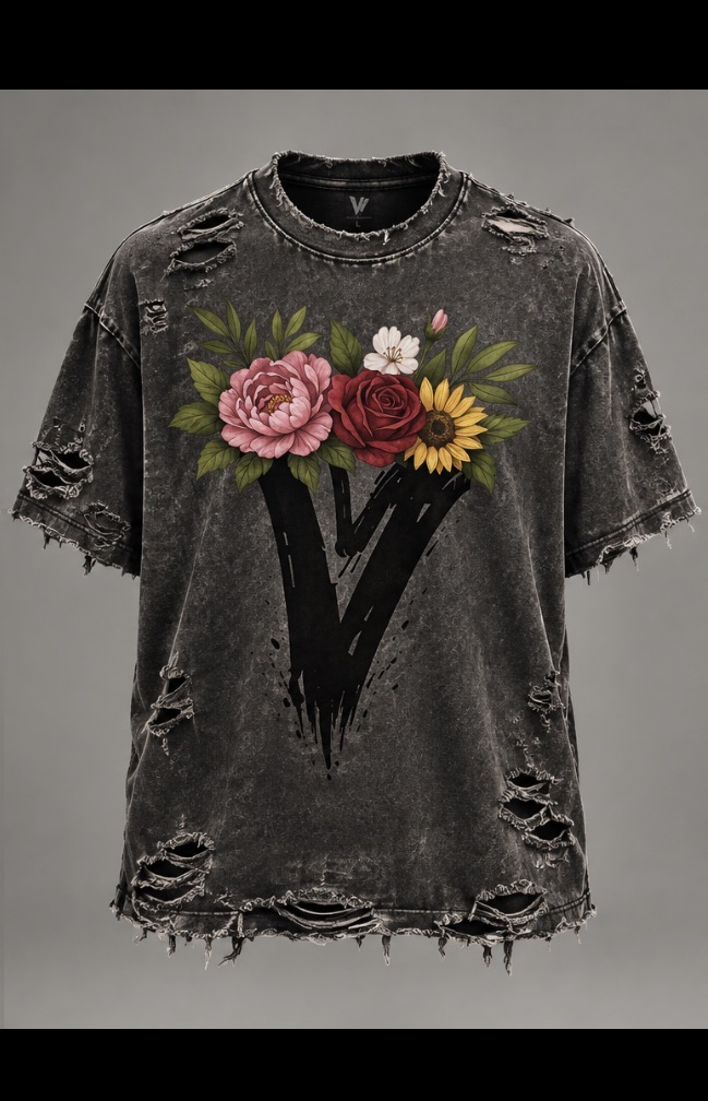 Original VZNRY VIBE floral-crown VV graphic tee
