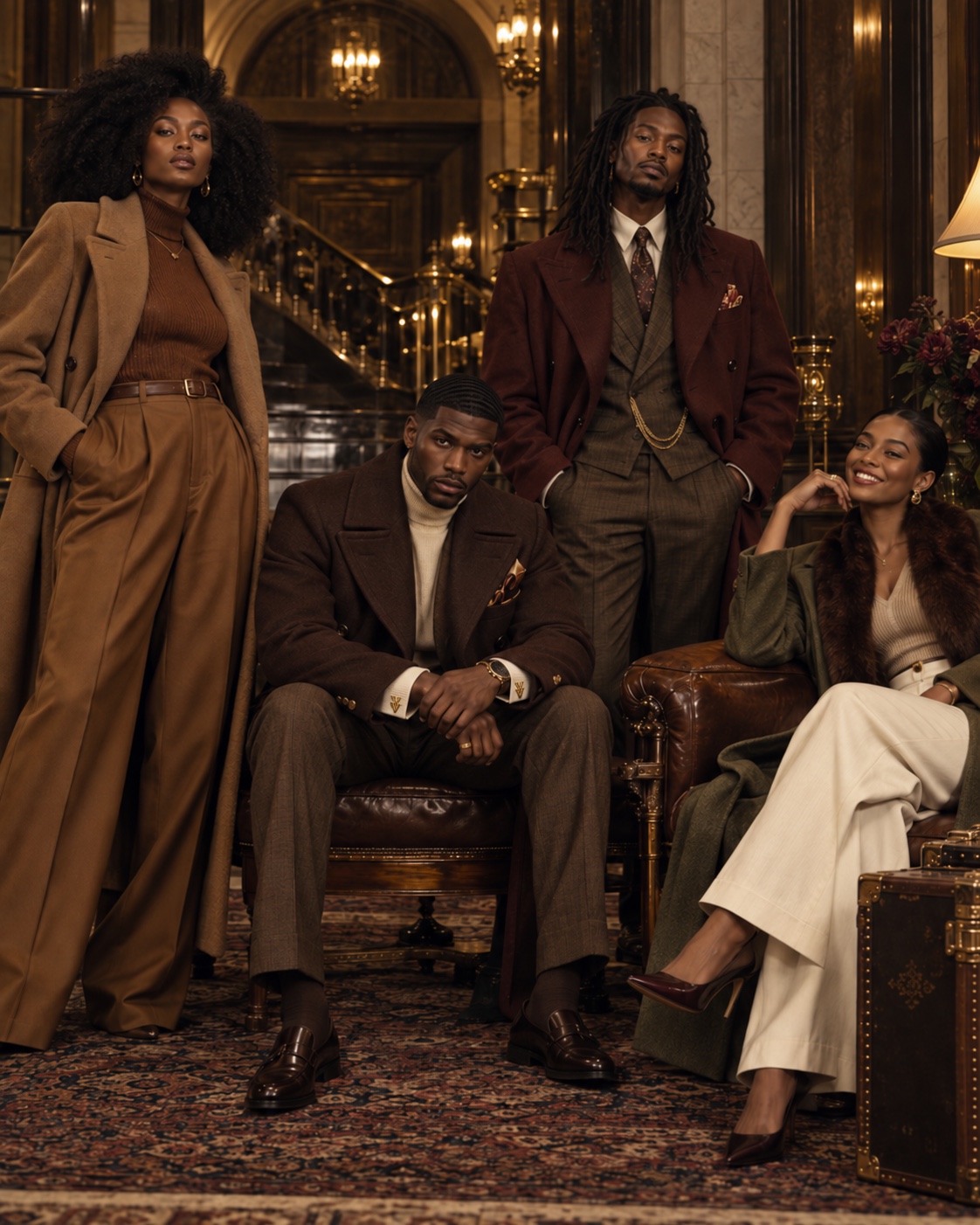 VZNRY VIBE Time Capsule house portrait in tonal fall tailoring